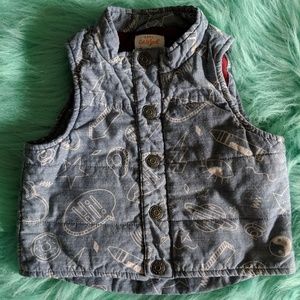 🍼 Cat & Jack Boys Space Sleeveless Blue and White Vest Shapes Doodles